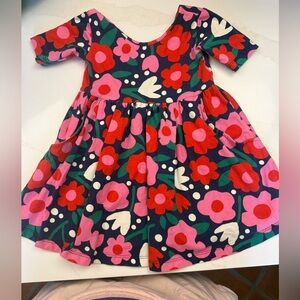 Hanna Andersson Floral Dress - Pink, Red, Green, White size 3T